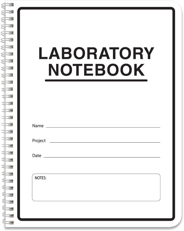 BookFactory carbonless lab notebook front view showing translucent cover
