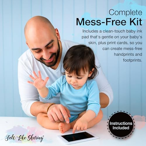 Mess free clean touch ink pad being used for newborn baby handprints and footprints