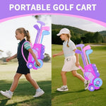 Toddler using the Nattork golf set outdoors
