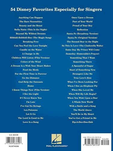 Disney Songs for Singers Sheet Music | Low Voice Vocal Collection for Singers | 54 Beloved Disney Classics | Vocal Selections for Low Voice Singers | Disney Musical Songbook - Image 3