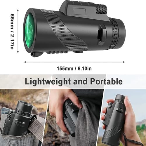 ONOLA high definition monocular telescope attached to smartphone clip and tripod stand