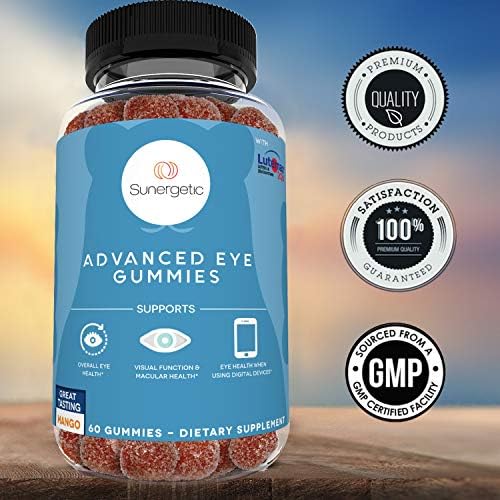 Sunergetic premium eye support 60 gummies bottle lifestyle shot