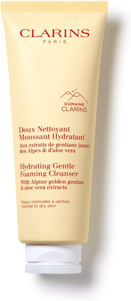 Clarins hydrating gentle foaming face cleanser front view tube packaging
