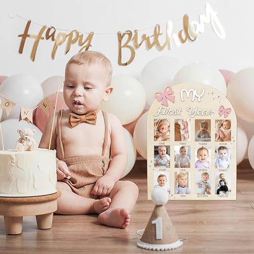Aukolass baby milestone tracking wooden board hanging on a nursery wall