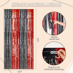 DECOCKRAT tinsel backdrop covering a standard doorway for a birthday celebration theme