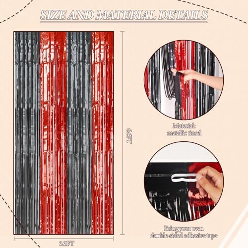 DECOCKRAT tinsel backdrop covering a standard doorway for a birthday celebration theme