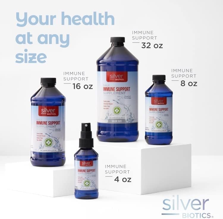 Authentic imported Silver Biotics 10 PPM family safe dietary supplement presentation.