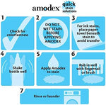 Amodex soap liquid removing grease and oil stains from a garment.