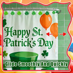 Detailed view of St Patricks Day shower decor hooks
