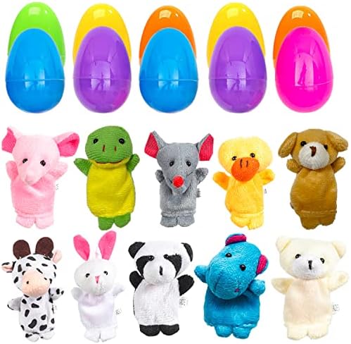 Ten different animal finger puppet designs including panda elephant and rabbit