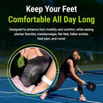 Strutz patented gel foam foot pads being worn with athletic shoes