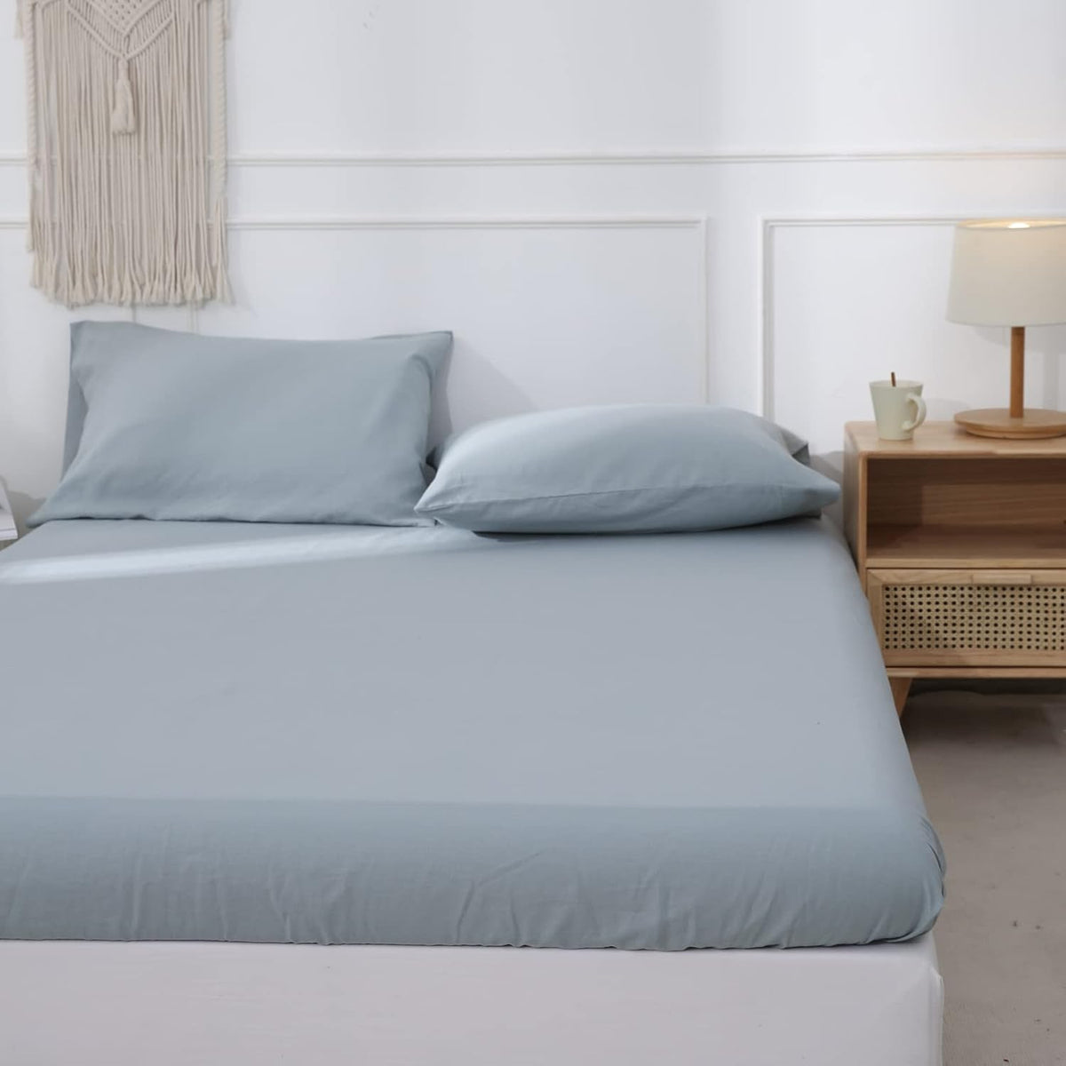 Simple&Opulence Linen Fitted Sheet (1 Piece) - 14 Inch Deep Pocket Mattress Cover Natural Flax Cotton Blended Soft Breathable Bedding - Linen, King Size - Image 14