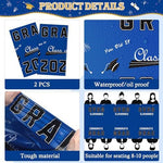 Blue plastic disposable tablecloth for graduation party