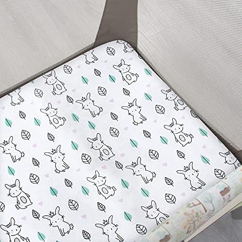 Pack and Play Sheets, 2 Pack Mini Crib Sheets, Stretchy Playard Fitted Sheet, Compatible with Graco Pack n Play, Soft and Breathable Material, Stars & Bunny - Image 4