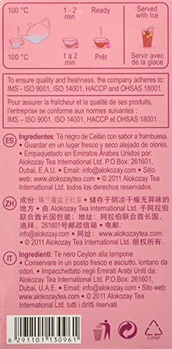 Alokozay Raspberry Pure Ceylon Tea full product display