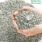 Green zeolite rocks used as decorative vase filler.