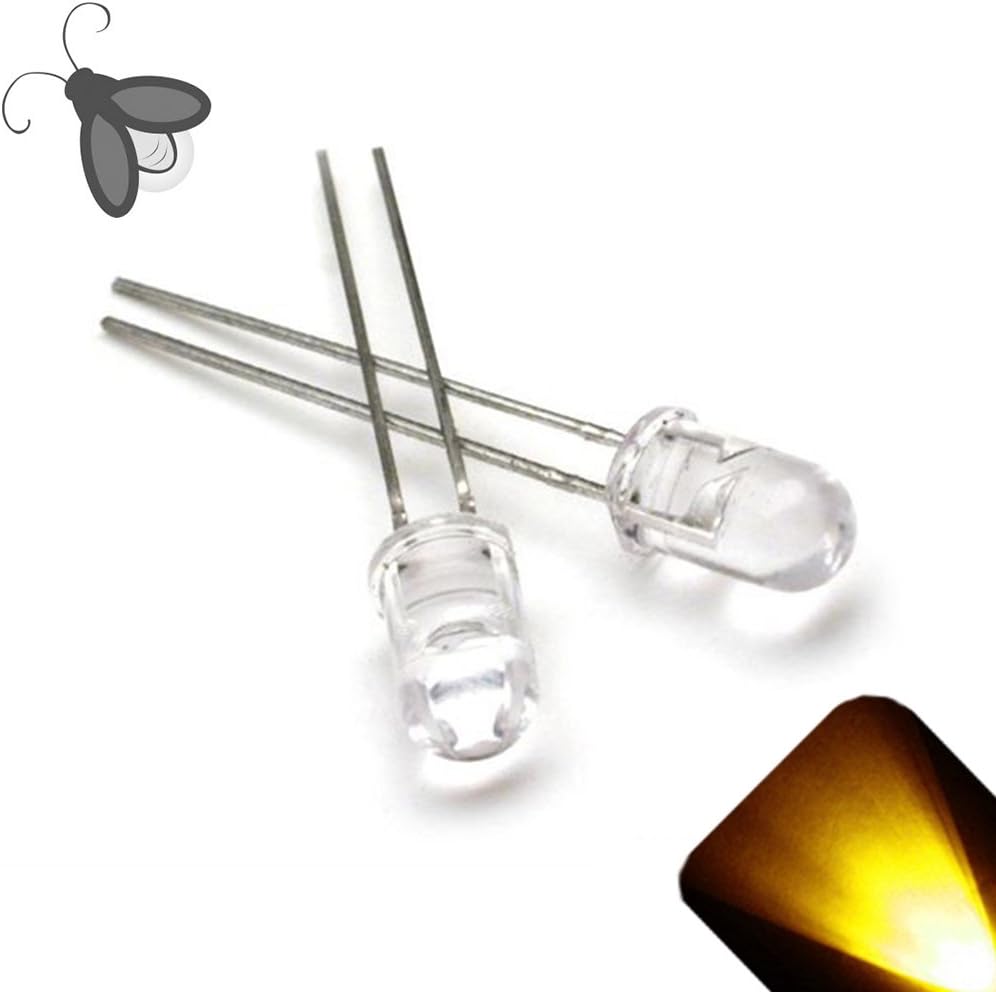 Lighthouse LEDs 5mm round top yellow gold breathing fading LED front view pack of 10