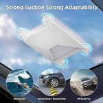 EAZUSE portable satellite internet mount fixed to a truck side window during an outdoor road trip