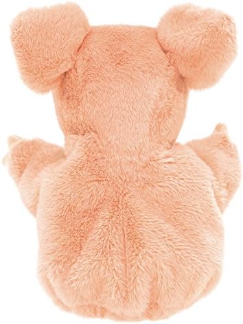 Side profile of Folkmanis little pig toy demonstrating the kid-sized hand entry