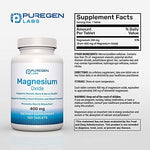 Puregen Labs Magnesium supplement bottle showing nutrition facts and elemental magnesium details
