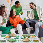 St. Patrick's Day disposable cutlery and green paper straws set