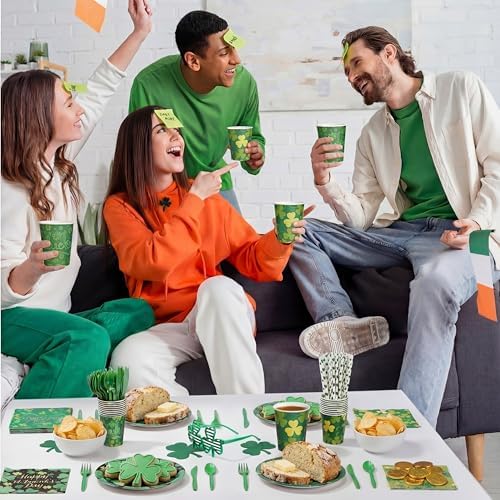 St. Patrick's Day disposable cutlery and green paper straws set