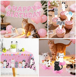 Yingoto cat themed paper plates and cups for 25 guests