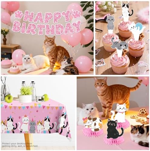 Yingoto cat themed paper plates and cups for 25 guests