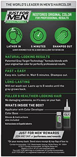 Just For Men permanent men's hair color before and after shade guide chart