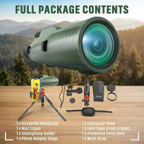 Hd360pro monocular lens and rubberized textured grip