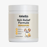 Aniwell Itch Relief Chews for Dogs front packaging showing salmon flavor soft chews for canine allergy care.