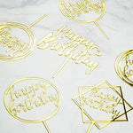 LetsCake premium acrylic cake decorations showing the six different lettering styles.