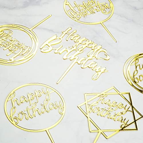 LetsCake premium acrylic cake decorations showing the six different lettering styles.