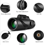 HAYCHE outdoor portable monocular telescope showing the textured non slip black rubber armor grip