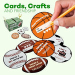 Sports-themed Valentine cards included in the mailbox kit