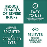 Detailed label view of A-Med eyewash showing ingredients and pH buffering information