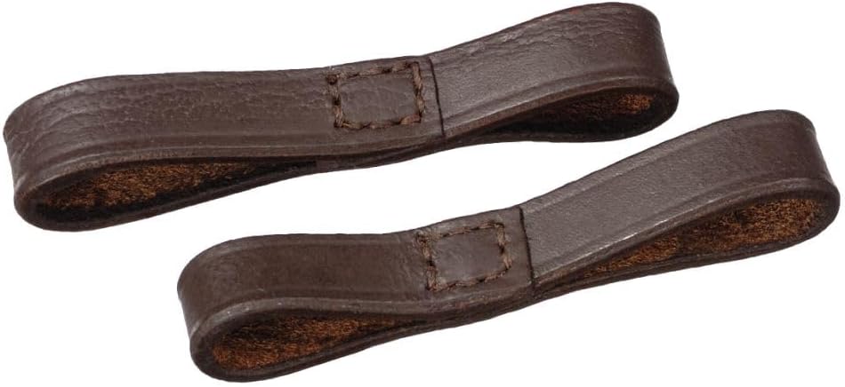 Tough 1 Equiroyal leather bit loops brown front view equestrian tack accessory