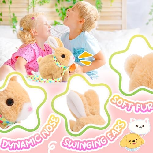 Child playing with Tagitary plush rabbit toy