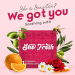 Individually wrapped Muun flushable wet wipes spread out for travel convenience.