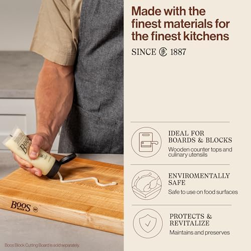 Applying John Boos board cream to a butcher block