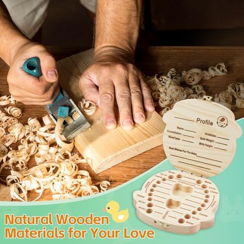 Top view of Esmorah wooden baby tooth organizer