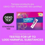 Tampax LeakGuard Braid detail on a Radiant tampon for leak prevention.