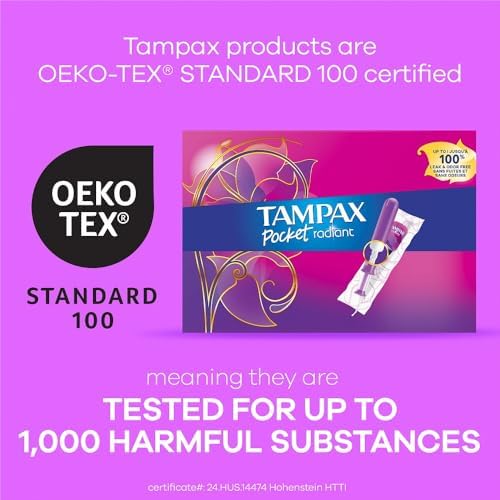 Tampax LeakGuard Braid detail on a Radiant tampon for leak prevention.