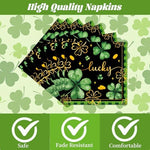 Full display of 96-piece green shamrock theme party kit