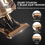Ufree mustache grooming kit unboxed showcasing four attachment combs and USB charging cable.