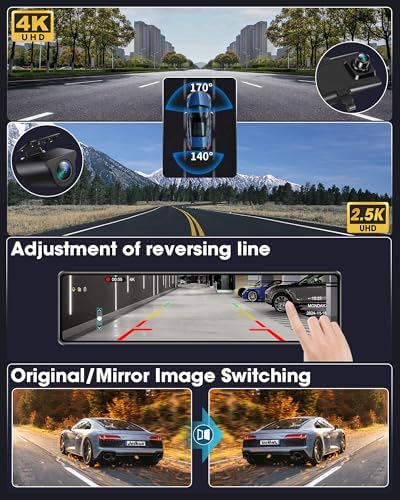 Dashboard view of Jelkuz 4K mirror camera display