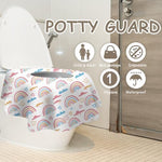 Peyazoco disposable toilet shield highlighting the non slip adhesive tabs