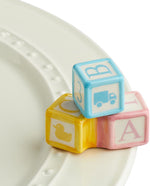 Nf Nora Fleming baby blocks mini front view ceramic decor