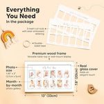 KeaBabies twelve months baby picture frame showcasing real glass cover clarity on a nursery tabletop.