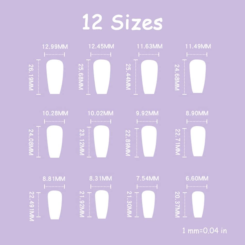BABALAL Coffin Press on Nails Long False Nails Blue Swirl Fake Nails Ballerina Acrylic Nails 24Pcs Glossy Manicure Stick on for Women and Girls - Image 14